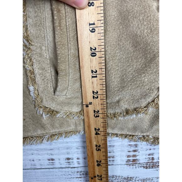 WILSONS LEATHER MAXIMA Womens jacket Tan Suede Medium Vintage Fringe Y2K Western - Picture 8 of 14